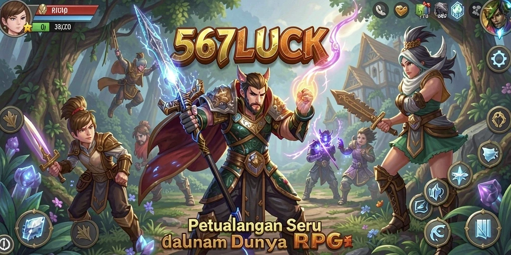 Gameplay epik dalam 567LUCK dengan pertarungan dan petualangan RPG.