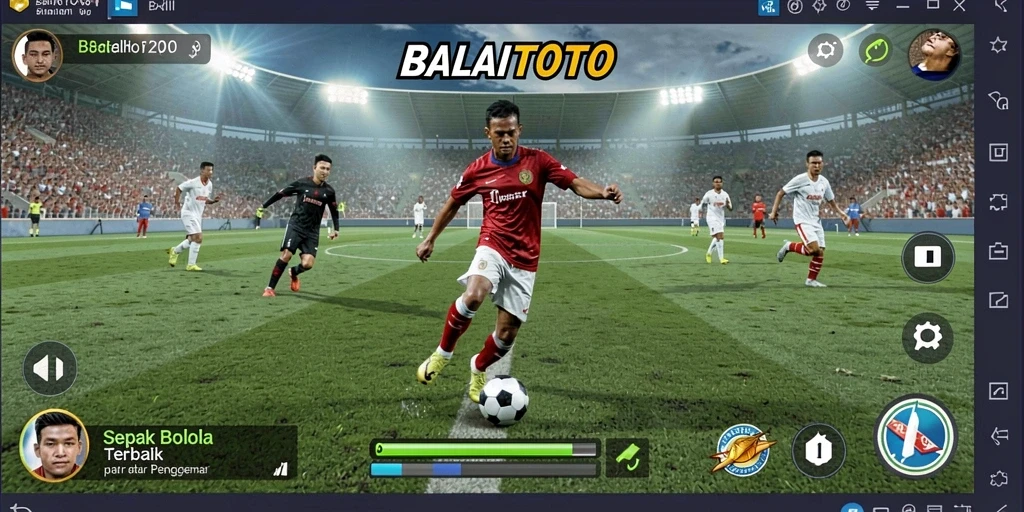 Tampilan gameplay menarik di BALAITOTO dengan aksi sepak bola seru.