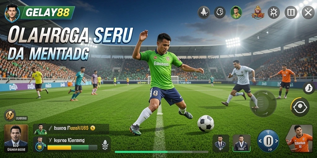 Screenshot utama GELAY88 menampilkan gameplay seru dan kompetitif di arena olahraga.