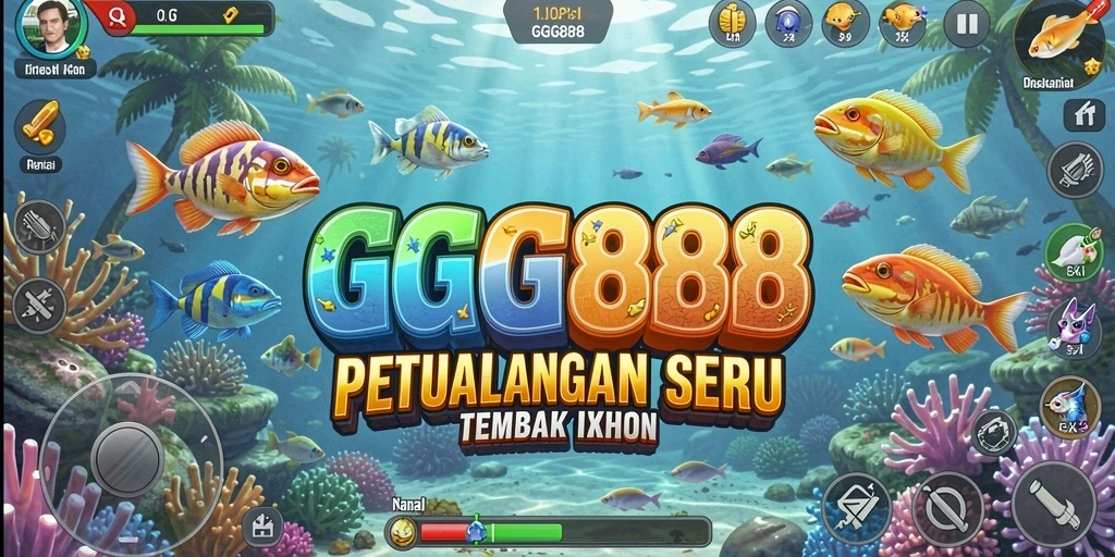 Screenshot gameplay GGG888 menampilkan aksi seru menembak ikan.