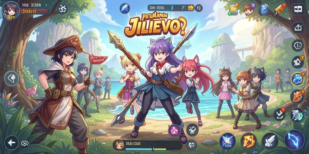 Tampilan gameplay JILIEVO menampilkan aksi seru karakter anime.