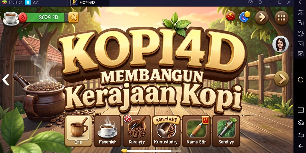 Tangkapan layar gameplay Tycoon KOPI4D yang menarik dan interaktif.