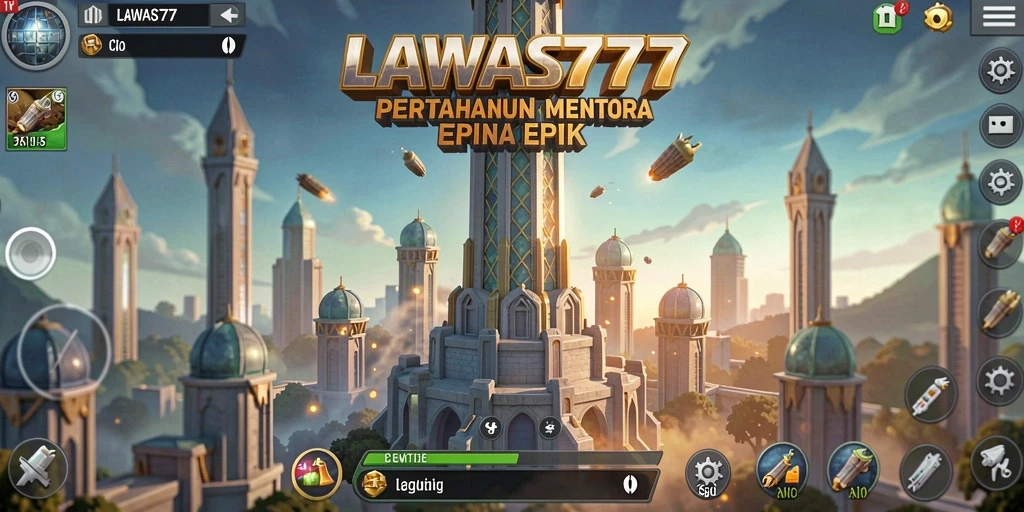 Gameplay menarik Tower Defense LAWAS777 dengan menara dan musuh yang dinamis.