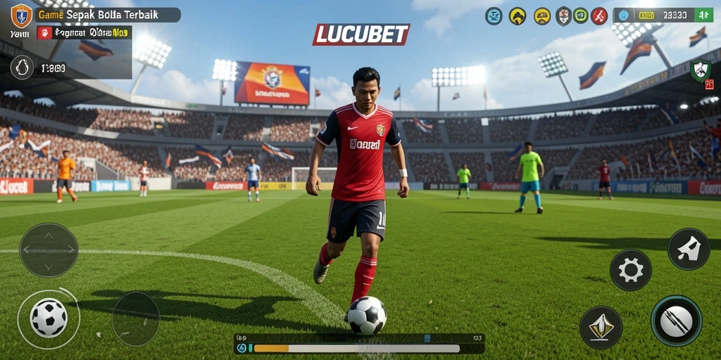 Tampilan gameplay LUCUBET dengan grafik sepak bola yang menakjubkan.