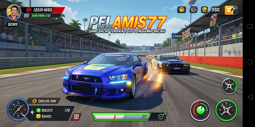 Tampilan gameplay balapan yang mendebarkan dan penuh aksi.