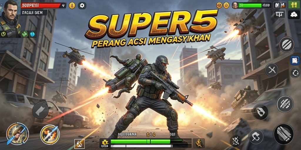 Tampilan menarik dari gameplay SUPER5 yang penuh aksi.