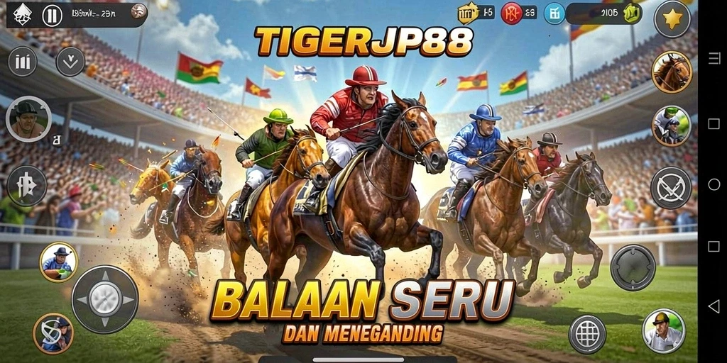 Screenshot utama menampilkan aksi balap seru dalam TIGERJP88.